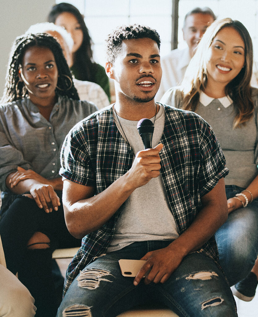 Diverse people in a seminar